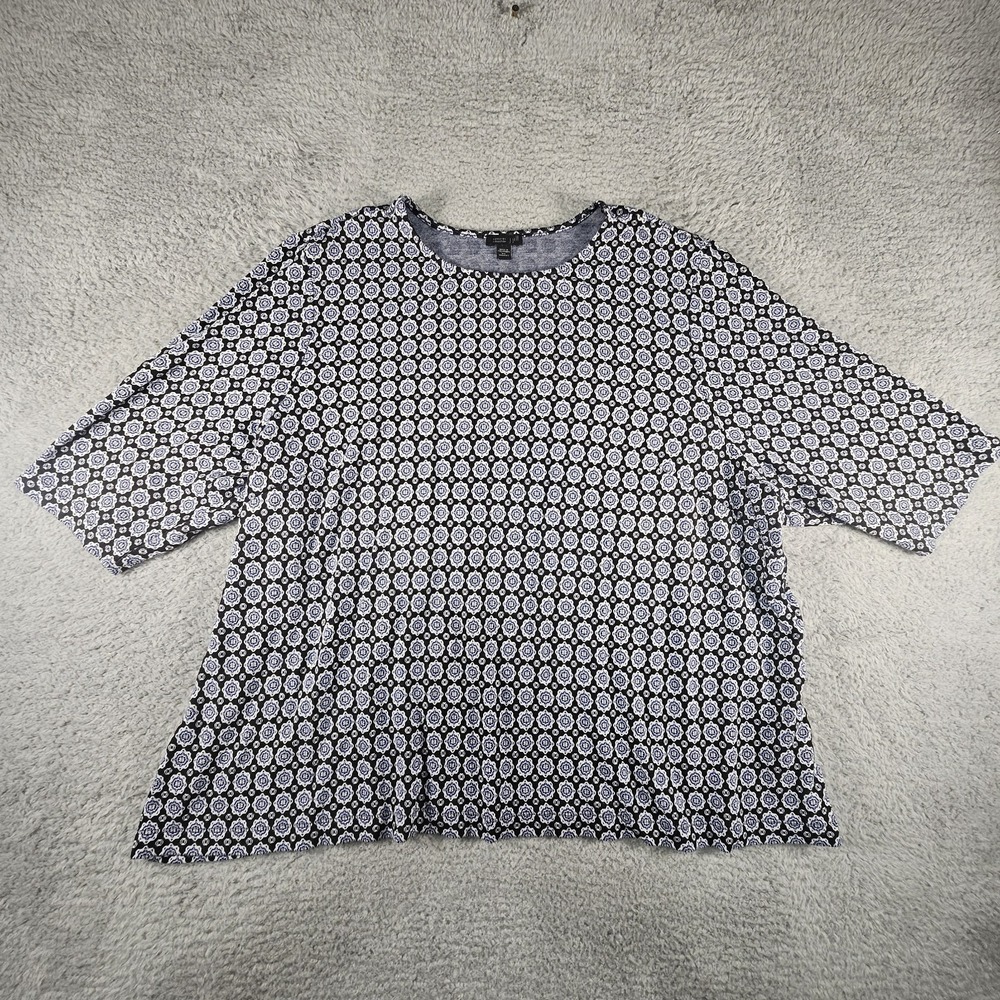 J Jill Top Womens 4X Geometric Artsy 3/4 Sleeve Office‎ Stretch Boho Casual